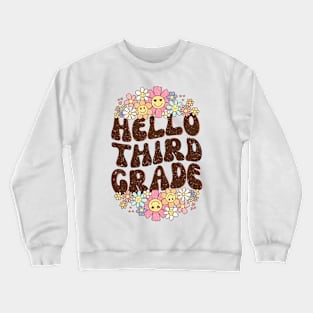 Groovy Hello 3rd Grade Vibes Retro Teacher Back To School Crewneck Sweatshirt